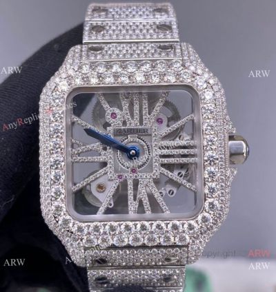 TW Factory Santos de Cartier Skeleton Watch Iced Out Cartier Automatic